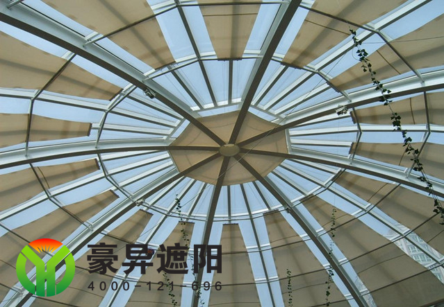 玻璃采光顶遮阳帘,豪异遮阳上海玻璃顶户外天幕遮阳棚厂家,4000-121-696
