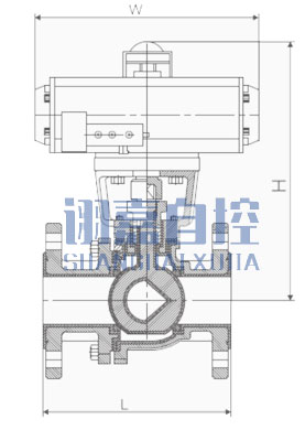 气动衬氟V型球阀外形尺寸图