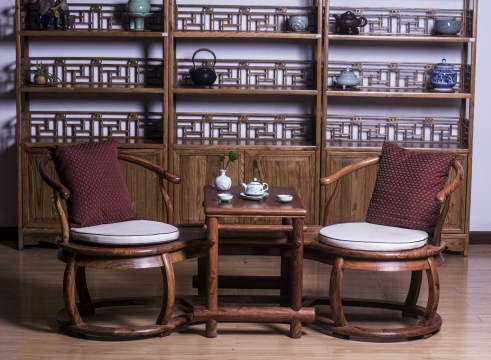 红木茶室内情侣椅组合